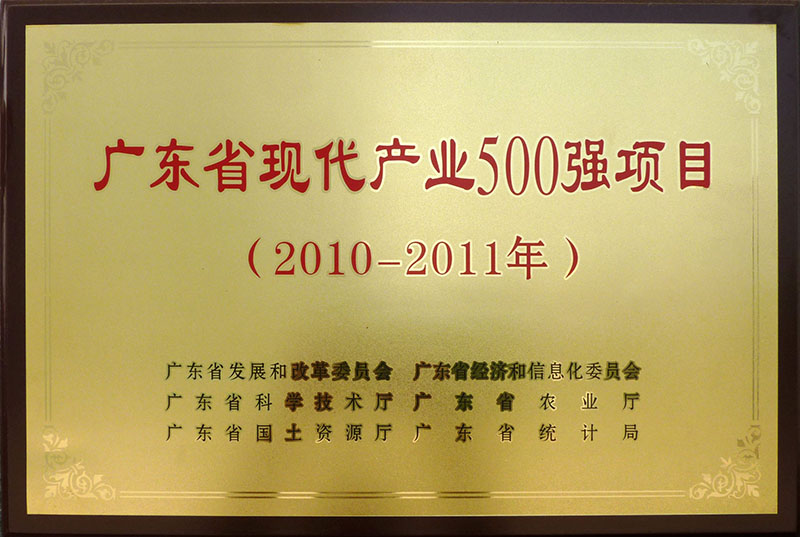 2010 Top 500 Enterprises of Modern Industry in Guangdong Province (2010-2011)